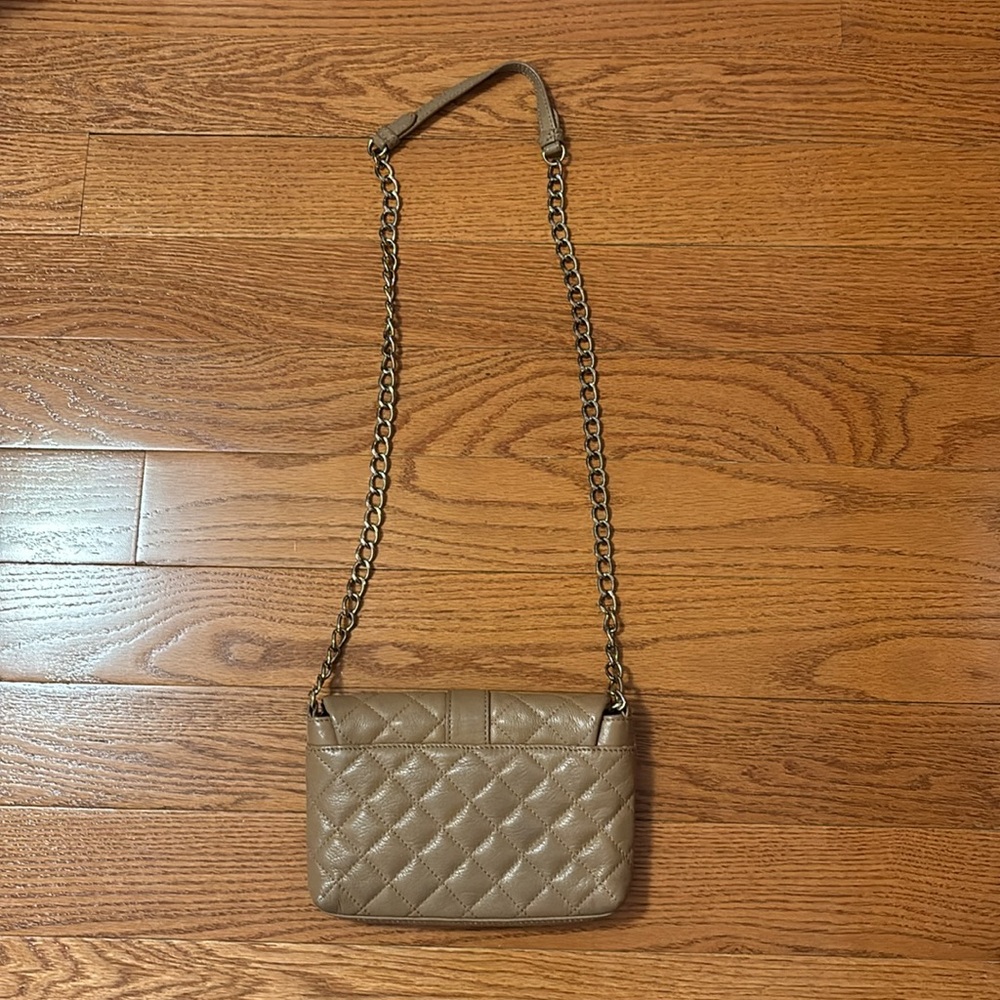 Jaeger Quilted Leather Bag Beige Tan Small Clutch Crossbody Kate Middleton Pippa - Picture 10 of 16